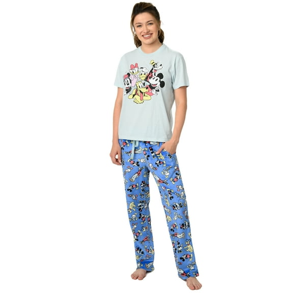 Women's Mickey Mouse & Friends Pajama Set T-Shirt & Plush Lounge Pants Disney
