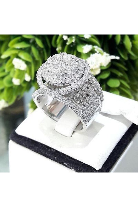 Women's Micro-Inlaid Full Diamond Silver-Plated Ring