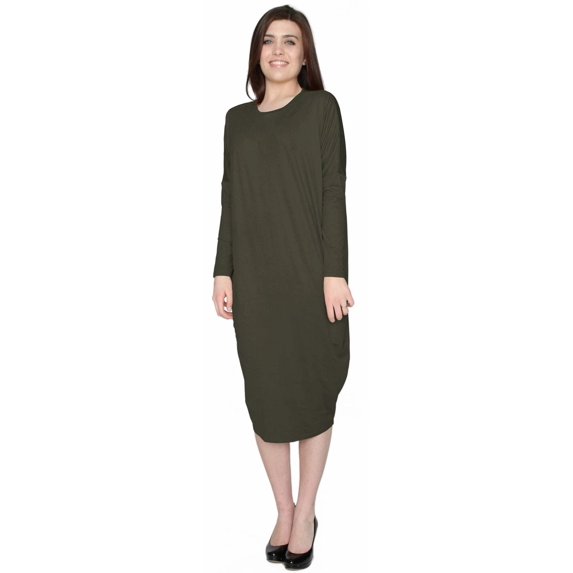 Women's Micro Suede Knit Comfy Midi Dress