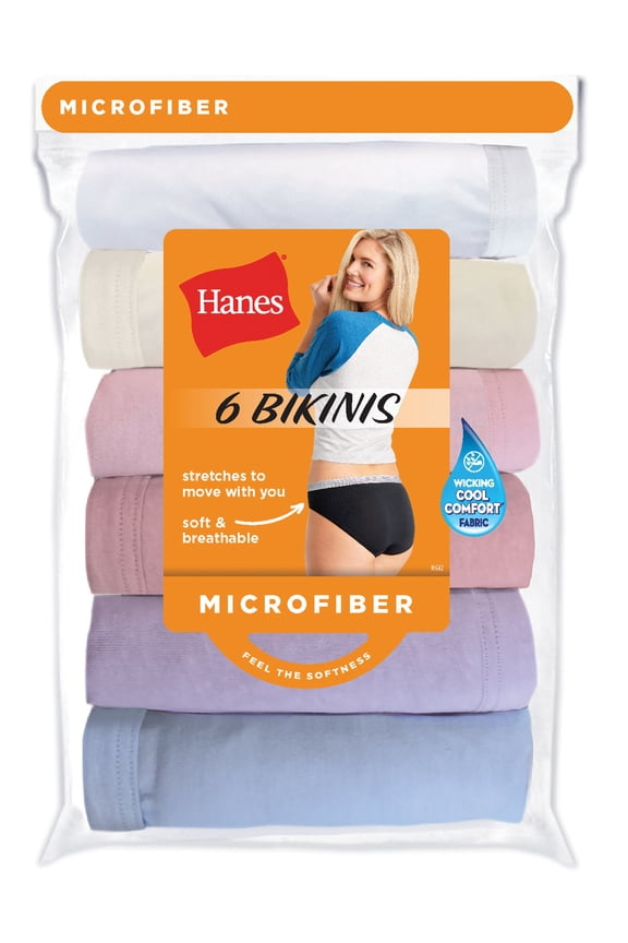 Women's Microfiber Bikini, 6 Pack