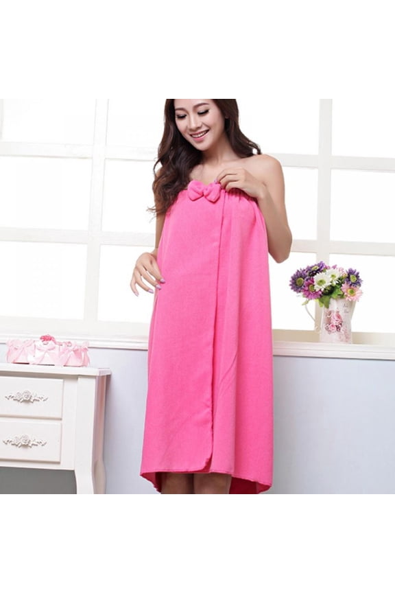 Women's Microfiber Soft Shower Body Spa Bath Wrap Towel Bathrobe Bath Robe (Rose)