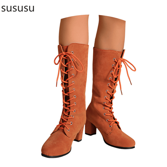 Women's Mid-Calf Autumn Winter Boots with Round Toe and Thick Flat Sole for Warm Comfortable Everyday Wear