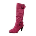 thumbnail image 1 of Women's Mid-Calf Boots - Autumn and Winter Fashion Suede Fine Heel Comfortable Solid Color Footwear for Women, 1 of 7