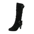 thumbnail image 1 of Women's Mid-Calf Boots - Autumn and Winter Fashion Suede Fine Heel Comfortable Solid Color Footwear for Women, 1 of 7