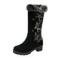 thumbnail image 1 of Women's Mid-Calf Boots Autumn and Winter Fashion Suede Warm Furry Boots with Belt Buckle and Thick Soles, 1 of 8