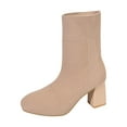 thumbnail image 1 of Xiaoxatg Women's Mid-Calf Boots Classic Round Head Design with Thick Sole for Casual and Travel Use 8 Khaki, 1 of 9
