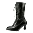 thumbnail image 1 of Women's Mid-Calf Boots Europe And The United States Lace Up Thick High Heeled Fall Winter Footwear, 1 of 9