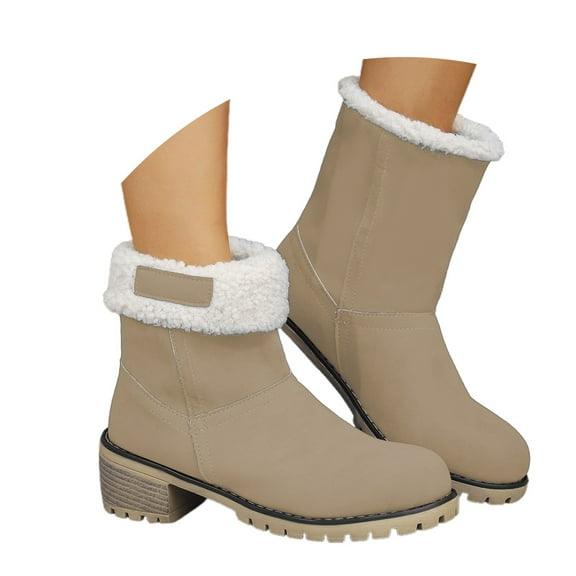 Women's Mid-Calf Boots Fashion Suede Platform Heeled Boots for Winter Comfort and Style