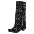 thumbnail image 1 of Women's Mid-Calf Boots Fashionable Pattern Sequins Autumn Winter Cool Zippers Low Heels Comfortable Shoes, 1 of 8
