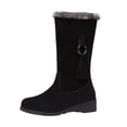 thumbnail image 1 of Xiaoxatg Women's Mid-Calf Boots Fashionable Suede -On Casual Comfortable Footwear for Autumn and Winter 7 Black, 1 of 6