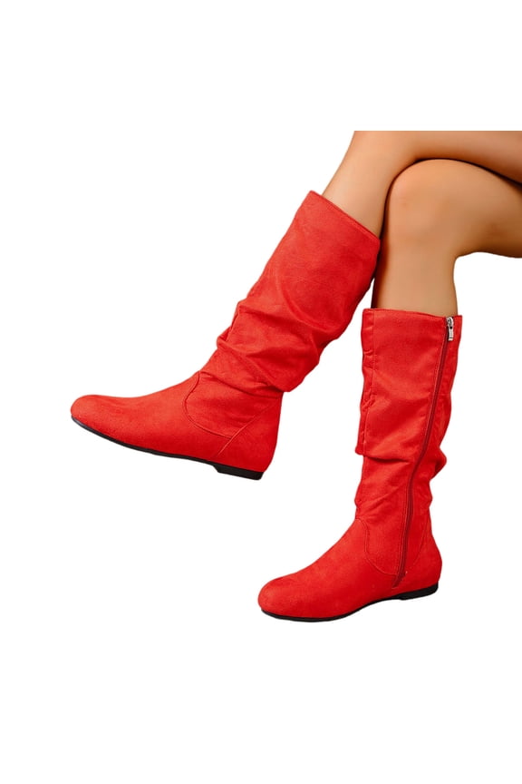 Women's Mid-Calf Boots Foreign Trade Fall And Winter Cowboy Cloth Heel High Boots for Stylish and Comfortable Wear