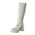 thumbnail image 1 of Xiaoxatg Women's Mid-Calf Boots Leather Knee High Platform High Heeled Boots with Zip Up Design 7.5 White, 1 of 7
