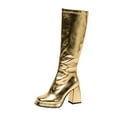 thumbnail image 1 of Xiaoxatg Women's Mid-Calf Boots Leather Knee High Platform High Heeled Boots with Zip Up Design 8 Gold, 1 of 9