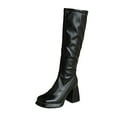 thumbnail image 1 of Xiaoxatg Women's Mid-Calf Boots Leather Knee High Platform High Heeled Boots with Zip Up Design 10.5 Black, 1 of 8