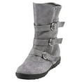 thumbnail image 1 of Women's Mid-Calf Boots Round Toe Zipper Flat Color Buckle Strap Warm Snow Boots for Comfort and Style, 1 of 5