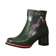 thumbnail image 1 of Xiaoxatg Women's Mid-Calf Boots Stylish Leather Pressed with Heel Quality Comfort Footwear 7.5 Army Green, 1 of 7