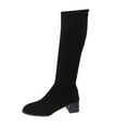 thumbnail image 1 of Xiaoxatg Women's Mid-Calf Boots Winter British Style Cow Suede Long Tube Slim Boots with French Back Zipper and Thick Heel for Women 7.5 Black, 1 of 9