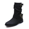 thumbnail image 1 of Women's Mid-Calf Boots Winter Fashion Leather Buckle Comfortable On Footwear for Everyday Wear, 1 of 9