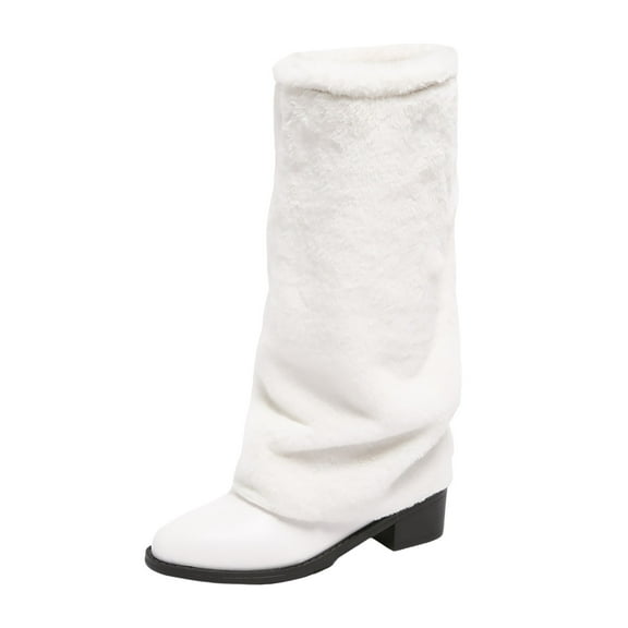 Women's Mid-Calf Boots Winter Fashion Lined Pull On On Booties Comfortable Warm Casual Boots With Non Sole For Daily Wear