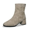 thumbnail image 1 of Xiaoxatg Women's Mid-Calf Boots Winter Leather Solid Color Casual Comfort with Temperament Mid Heel Back Zipper Design 8.5 Beige, 1 of 6