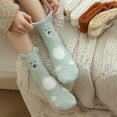 thumbnail image 1 of Women's Mid-Calf Coral Fleece Socks, Thickened Warm Winter Socks with Embroidered Cartoon Bear, Soft Thermal Knit Socks, Non-Slip Cozy Lounge Socks for Autumn and Winter - Light Ashy, 1 of 5
