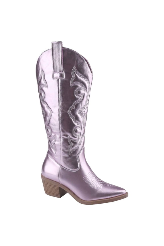 Women's Mid Calf Cowgirl Boots Cowboy Boots Pointed Toe Fashion Slip-On Chunky Heel Embroidery Stitched Western Camel Boot