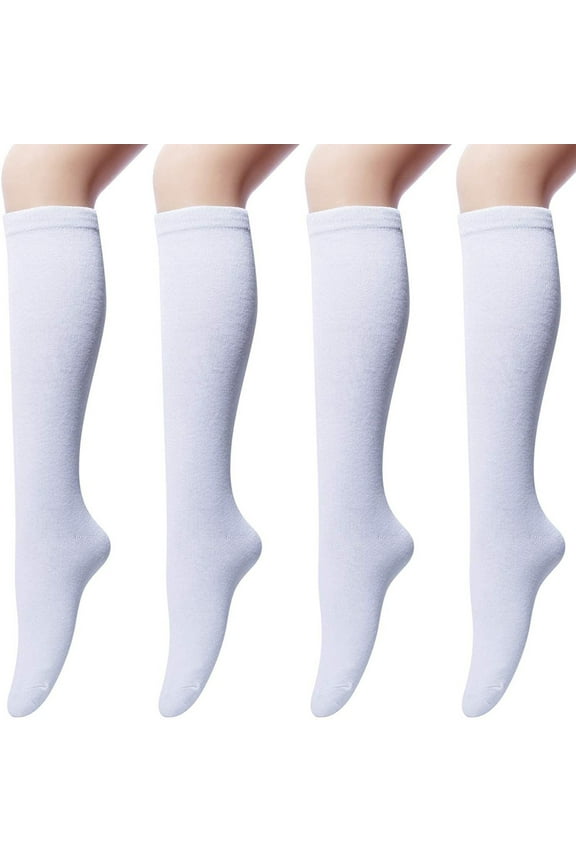 Women's Mid-Calf Crew Socks, Medium Weight Soft Cotton Socks for Spring and Fall, Everyday Casual Wear, White, One Size