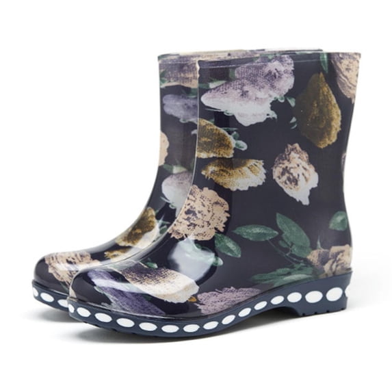 Women's Mid Calf Rain Boots Gloss Lightweight Waterproof Gardening Farming Rain Boots