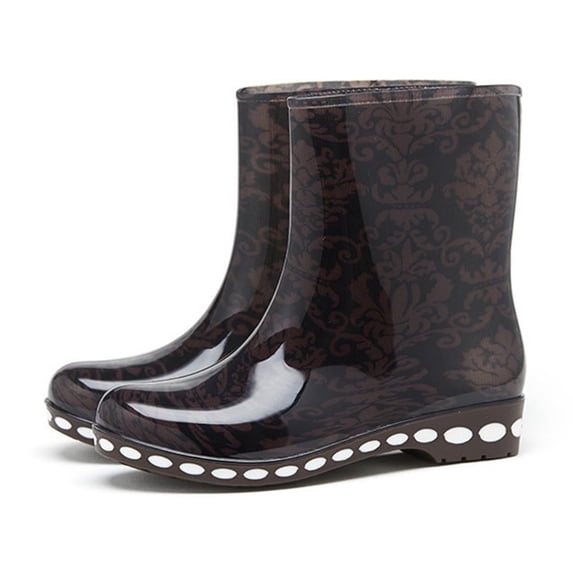 Women's Mid Calf Rain Boots Gloss Lightweight Waterproof Gardening Farming Rain Boots