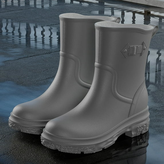 Women's Mid Calf Rain Boots Waterproof Fashion Garden Shoes Anti-slipping Soft Outsole Lightweight Rainboots Comfortable Insole Light Rain Shoes