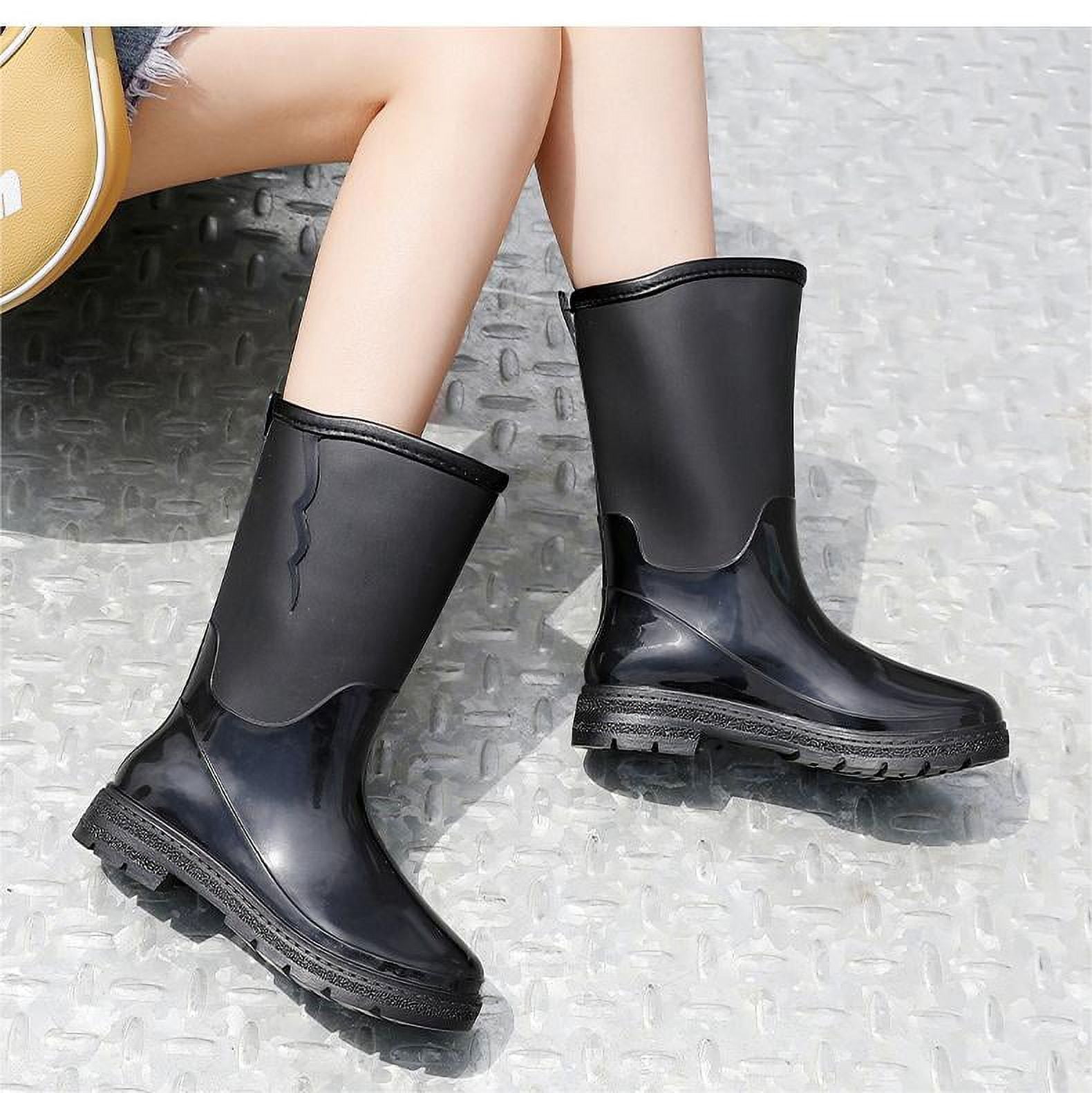 Women's Mid Calf Rain Boots Waterproof Garden Shoes Anti-Slipping ...