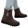 thumbnail image 1 of Women's Mid Calf Snow Boots Winter Warm Comfortable Non Slip Platform Boots Outdoor Fleece Lined High Top Work Shoes Brown Size 8.5, 1 of 6