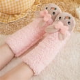 thumbnail image 1 of Women's Mid-Calf Socks with Carrot Rabbit Pattern, Lamb Fleece Lined Anti-Skid Socks, Non-Slip Grip Floor Sleep Socks, Cute Home Wear Cartoon Design Socks - Pink, 1 of 5