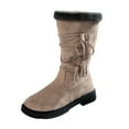 thumbnail image 1 of Women's Mid-Calf Winter Suede Boots With Side Zipper Lined Casual Footwear For Style Comfort And Warmth, 1 of 9