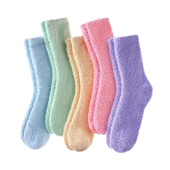 Women's Mid Socks Soft Plush Lined Plain Warm Crew Socks Cozy Winter Wear Socks
