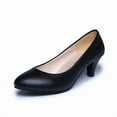 thumbnail image 1 of Women’s Mid Heel Pumps, Classic Round Toe Dress Shoes, Comfortable Cone Heels for Office Work, Wedding, Party, Formal Occasions, Matte & Glossy Faux Leather Slip-On Shoes, 1 of 6