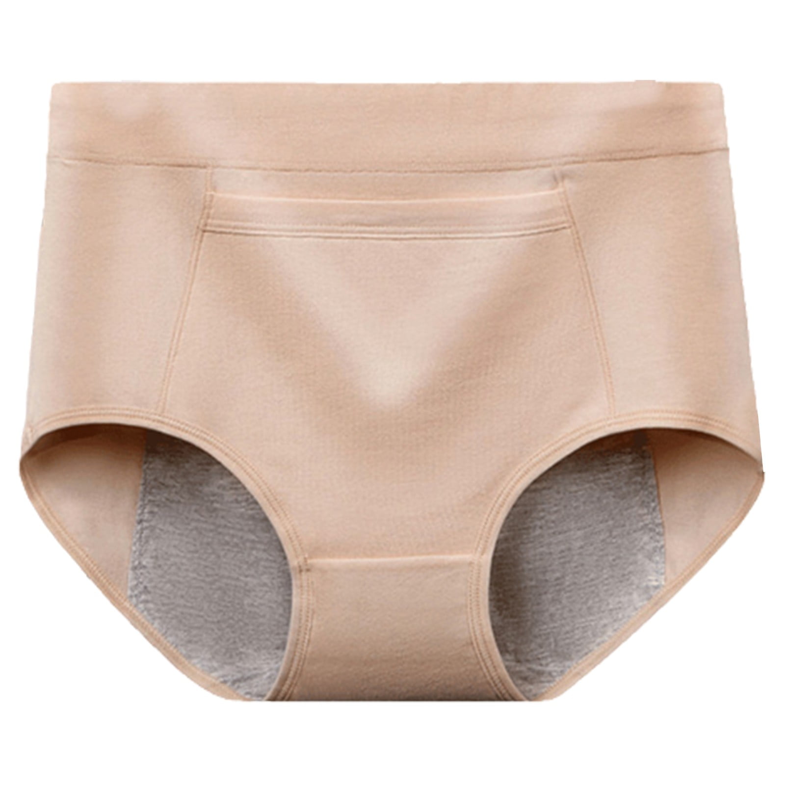 Women's Mid High Waist Solid Color Plus Size Pocket Anti Leakage Elastic  Comfortable Fit Underwear Cute Panties for Women Butt Lift Panties Padded