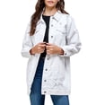 thumbnail image 1 of Women's Mid Length Distressed Cotton Denim Button Up Oversized Jean Jacket (White, XL), 1 of 6