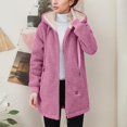 thumbnail image 1 of Women's Mid-Length Faux Shearling Jacket, Double Faced Fleece Lined Coat, Full Zip Hooded Outerwear, Thick Winter Jacket, Soft Plush Coat, Warm Casual Coat, Cold Weather Parka Hot Pink, 1 of 9
