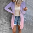 thumbnail image 1 of Women's Mid-Length Gradient Color Cardigan, Open Front Button Down Knit Sweater, Lightweight Longline Cover Up, Casual Duster Coat, Tunic Length Layering Piece Pink1 XL, 1 of 7