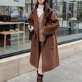 thumbnail image 1 of Women's Mid-Length Hooded Coat, Toggle Button Wool Blend Jacket, Casual Fall Winter Coat, Oversized Pocket Trench, Elegant Loose Fit Outerwear Coffee XL, 1 of 3