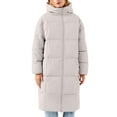 thumbnail image 1 of Women's Mid-Length Hooded Puffer Coat, Thickened Plus Size Jacket, Winter Casual Outerwear, Warm Quilted Parka, Solid Color Cotton Coat, Everyday Winter Coat White XXXL, 1 of 5
