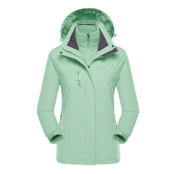 Women's Mid - Length Hooded Rain Jacket - Waterproof, Windproof, Fleece - Lined Outdoor Coat with Multiple Pockets, Adjustable Hood & Zipper, Ideal for Hiking, Travel, Daily Wear