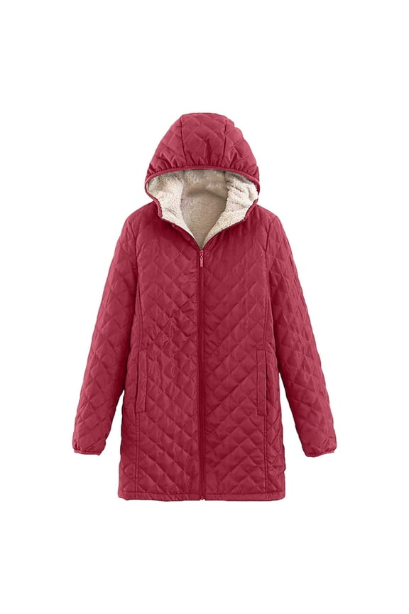 Women's Mid Length Lined Hooded Winter Coat Warm Insulated Jacket For Cold Weather Casual Fashion Outerwear