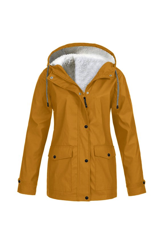 Women's Mid-Length Parka Winter Outerwear Jacket Soft Fleece Warm Snow Coat for Hiking, Camping, Trekking and General Outdoor Activities, Earthy Yellow, L