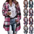 thumbnail image 1 of Women's Mid-Length Plaid Jacket,Button Down Long Sleeve Open Front Shirt Shackets,Fashion Casual Long Outerwear, 1 of 6