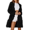 Women's Over the Knee Length Plush Overcoat, Long Fuzzy Coat, Oversized ...
