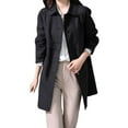 thumbnail image 1 of Women's Mid-Length Single-Breasted Trench Coat Fall Winter Jacket Casual Outerwear Work Office Coats With Lining, 1 of 5