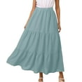 thumbnail image 1 of Women's Mid Length Skirt High Elasticity Waist Ruffled Pockets Bohemian Style Summer, 1 of 3