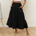 thumbnail image 1 of Women's Mid Length Skirt With Pockets High Elasticity Waist Flowing Ruffles Casual Summer Bohemian Style A Line Skirt Festival Skirt plus Size Pencil Skirt for Women Skirt Bathing Suits for Women plus, 1 of 3